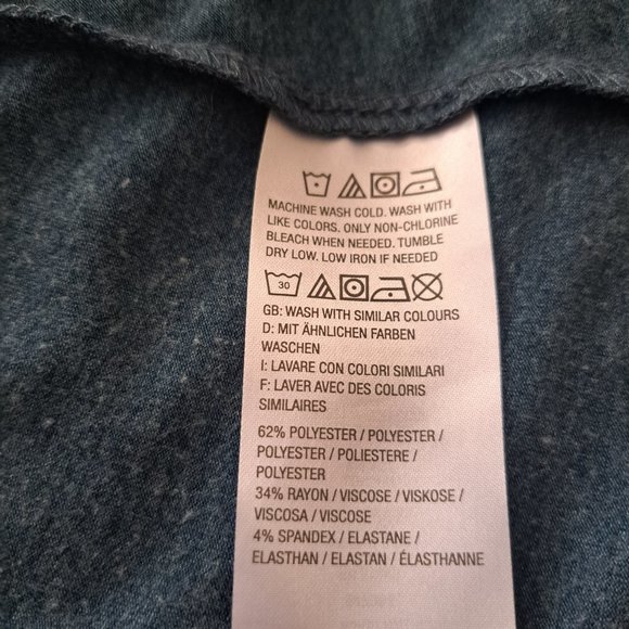 LOGO Lounge women's blue green LS gathered Waist knit midi length dress Sz M - Picture 5 of 7